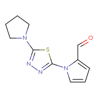 Chemical structure of 1-[5-(pyrrolidin-1-yl)-1,3,4-thiadiazol-2-yl]-1H-pyrrole-2-carbaldehyde - CSSB00020599265