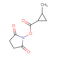 Chemical structure of 2,5-dioxopyrrolidin-1-yl 2-methylcyclopropane-1-carboxylate - CSSB00118935270
