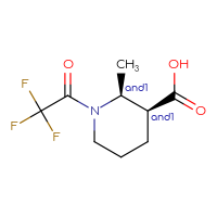 Chemical structure of rac-(2R,3R)-2-methyl-1-(2,2,2-trifluoroacetyl)piperidine-3-carboxylic acid - CSSB20620680873