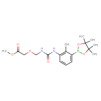Chemical structure of methyl 2-[({[2-methyl-3-(4,4,5,5-tetramethyl-1,3,2-dioxaborolan-2-yl)phenyl]carbamoyl}amino)methoxy]acetate - CSSB21332150748
