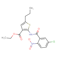 Chemical structure of ethyl 2-(5-chloro-2-nitrobenzamido)-5-propylthiophene-3-carboxylate - CSSB00121669845