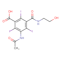 Chemical structure of 3-acetamido-5-[(2-hydroxyethyl)carbamoyl]-2,4,6-triiodobenzoic acid - CSSB00016995272