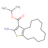Chemical structure of propan-2-yl 2-amino-4H,5H,6H,7H,8H,9H,10H,11H,12H,13H-cyclododeca[b]thiophene-3-carboxylate - CSSB00015197110
