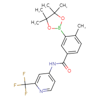 Chemical structure of 4-methyl-3-(4,4,5,5-tetramethyl-1,3,2-dioxaborolan-2-yl)-N-[2-(trifluoromethyl)pyridin-4-yl]benzamide - CSSB21349744377