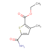 Chemical structure of ethyl 5-carbamoyl-3-methylthiophene-2-carboxylate - CSSB14993922130