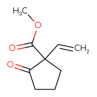 Chemical structure of methyl 1-ethenyl-2-oxocyclopentane-1-carboxylate - CSSB00010640488