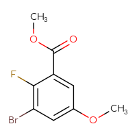 Chemical structure of methyl 3-bromo-2-fluoro-5-methoxybenzoate - CSSB00021390756
