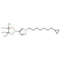 Chemical structure of 1-(7-cyclopropylheptyl)-4-(4,4,5,5-tetramethyl-1,3,2-dioxaborolan-2-yl)-1H-pyrazole - CSSB02505307754