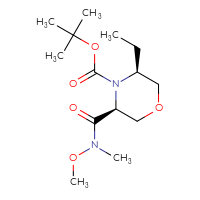 Chemical structure of tert-butyl (3S,5S)-3-ethyl-5-[methoxy(methyl)carbamoyl]morpholine-4-carboxylate - CSSB07110587988