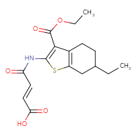 Chemical structure of (2E)-3-{[3-(ethoxycarbonyl)-6-ethyl-4,5,6,7-tetrahydro-1-benzothiophen-2-yl]carbamoyl}prop-2-enoic acid - CSSB00132541550