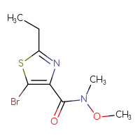 Chemical structure of 5-bromo-2-ethyl-N-methoxy-N-methyl-1,3-thiazole-4-carboxamide - CSSB00155704062