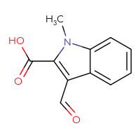 Chemical structure of 3-formyl-1-methyl-1H-indole-2-carboxylic acid - CSSB00010177568