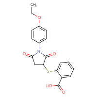 Chemical structure of 2-{[1-(4-ethoxyphenyl)-2,5-dioxopyrrolidin-3-yl]sulfanyl}benzoic acid - CSSB00132974383