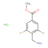 Chemical structure of methyl 4-(aminomethyl)-3,5-difluorobenzoate hydrochloride - CSSB00159323127