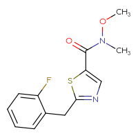 Chemical structure of 2-[(2-fluorophenyl)methyl]-N-methoxy-N-methyl-1,3-thiazole-5-carboxamide - CSSB02017108275