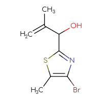 Chemical structure of 1-(4-bromo-5-methyl-1,3-thiazol-2-yl)-2-methylprop-2-en-1-ol - CSSB20835139835