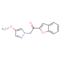 Chemical structure of 1-(1-benzofuran-2-yl)-2-(4-methoxy-1H-pyrazol-1-yl)ethan-1-one - CSSB00005195774