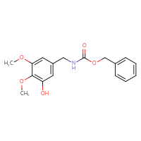 Chemical structure of benzyl N-[(3-hydroxy-4,5-dimethoxyphenyl)methyl]carbamate - CSSB06454657158