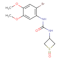 Chemical structure of 1-(2-bromo-4,5-dimethoxyphenyl)-3-(1-oxo-1λ⁴-thietan-3-yl)urea - CSSB09341821966