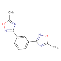 Chemical structure of 5-methyl-3-[3-(5-methyl-1,2,4-oxadiazol-3-yl)phenyl]-1,2,4-oxadiazole - CSSB00103160554