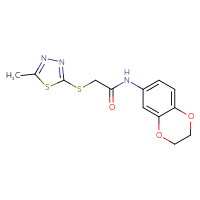 Chemical structure of N-(2,3-dihydro-1,4-benzodioxin-6-yl)-2-[(5-methyl-1,3,4-thiadiazol-2-yl)sulfanyl]acetamide - CSSB00026204752