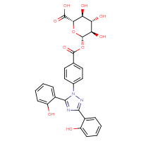 Chemical structure of (2S,3S,4S,5R,6S)-6-{4-[3,5-bis(2-hydroxyphenyl)-1H-1,2,4-triazol-1-yl]benzoyloxy}-3,4,5-trihydroxyoxane-2-carboxylic acid - CSSB03549786062