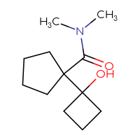 Chemical structure of 1-(1-hydroxycyclobutyl)-N,N-dimethylcyclopentane-1-carboxamide - CSSB21043408039