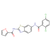 Chemical structure of N-[6-(2,5-dichlorobenzamido)-1,3-benzothiazol-2-yl]furan-2-carboxamide - CSSB00121599079