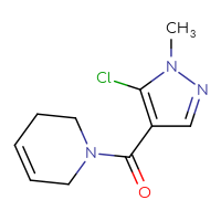 Chemical structure of 1-(5-chloro-1-methyl-1H-pyrazole-4-carbonyl)-1,2,3,6-tetrahydropyridine - CSSB01992238404