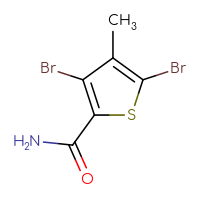 Chemical structure of 3,5-dibromo-4-methylthiophene-2-carboxamide - CSSB06365347429