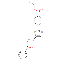 Chemical structure of ethyl 1-[5-({[(pyridin-4-yl)formamido]imino}methyl)-1,3-thiazol-2-yl]piperidine-4-carboxylate - CSSB02125603130