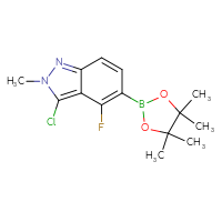Chemical structure of 3-chloro-4-fluoro-2-methyl-5-(4,4,5,5-tetramethyl-1,3,2-dioxaborolan-2-yl)-2H-indazole - CSSB06806686200