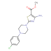 Chemical structure of methyl 4-amino-2-[4-(4-chlorophenyl)piperazin-1-yl]-1,3-thiazole-5-carboxylate - CSSB00025737876