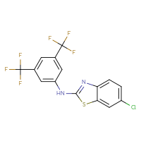 Chemical structure of N-[3,5-bis(trifluoromethyl)phenyl]-6-chloro-1,3-benzothiazol-2-amine - CSSB00020652192