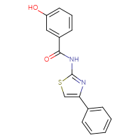 Chemical structure of 3-hydroxy-N-(4-phenyl-1,3-thiazol-2-yl)benzamide - CSSB00160575752