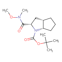 Chemical structure of tert-butyl (2S,3aS,6aS)-2-[methoxy(methyl)carbamoyl]-octahydrocyclopenta[b]pyrrole-1-carboxylate - CSSB01045818133
