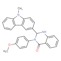 Chemical structure of 3-(4-methoxyphenyl)-2-(9-methyl-9H-carbazol-3-yl)-1,2,3,4-tetrahydroquinazolin-4-one - CSSB00121689920