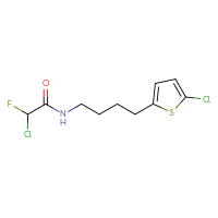 Chemical structure of 2-chloro-N-[4-(5-chlorothiophen-2-yl)butyl]-2-fluoroacetamide - CSSB21332167876