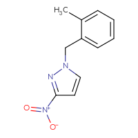 Chemical structure of 1-[(2-methylphenyl)methyl]-3-nitro-1H-pyrazole - CSSB00000028090