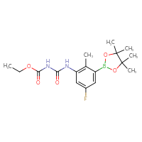 Chemical structure of ethyl N-{[5-fluoro-2-methyl-3-(4,4,5,5-tetramethyl-1,3,2-dioxaborolan-2-yl)phenyl]carbamoyl}carbamate - CSSB21245996282