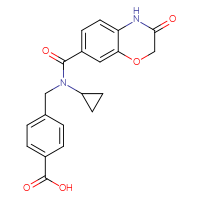 Chemical structure of 4-{[N-cyclopropyl-1-(3-oxo-3,4-dihydro-2H-1,4-benzoxazin-7-yl)formamido]methyl}benzoic acid - CSSB01036757230