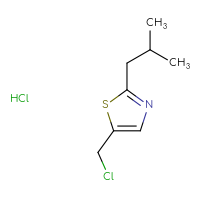 Chemical structure of 5-(chloromethyl)-2-(2-methylpropyl)-1,3-thiazole hydrochloride - CSSB14873766856