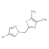 Chemical structure of 2-[(4-bromo-1H-pyrazol-1-yl)methyl]-4,5-dimethyl-1,3-thiazole - CSSB00012726462