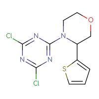 Chemical structure of 2,4-dichloro-6-[3-(thiophen-2-yl)morpholin-4-yl]-1,3,5-triazine - CSSB21332146394