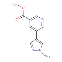 Chemical structure of methyl 5-(1-methyl-1H-pyrazol-4-yl)pyridine-3-carboxylate - CSSB00150728697