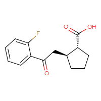 Chemical structure of (1R,2S)-2-[2-(2-fluorophenyl)-2-oxoethyl]cyclopentane-1-carboxylic acid - CSSB00025752072