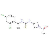Chemical structure of 3-(1-acetylazetidin-3-yl)-1-[1-(2,4-dichlorophenyl)ethyl]thiourea - CSSB21432494899