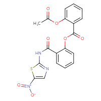 Chemical structure of 2-[(5-nitro-1,3-thiazol-2-yl)carbamoyl]phenyl 2-(acetyloxy)benzoate - CSSB00159244800