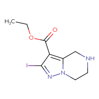 Chemical structure of ethyl 2-iodo-4H,5H,6H,7H-pyrazolo[1,5-a]pyrazine-3-carboxylate - CSSB00020783892