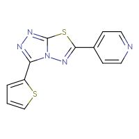 Chemical structure of 4-[3-(thiophen-2-yl)-[1,2,4]triazolo[3,4-b][1,3,4]thiadiazol-6-yl]pyridine - CSSB00121623675